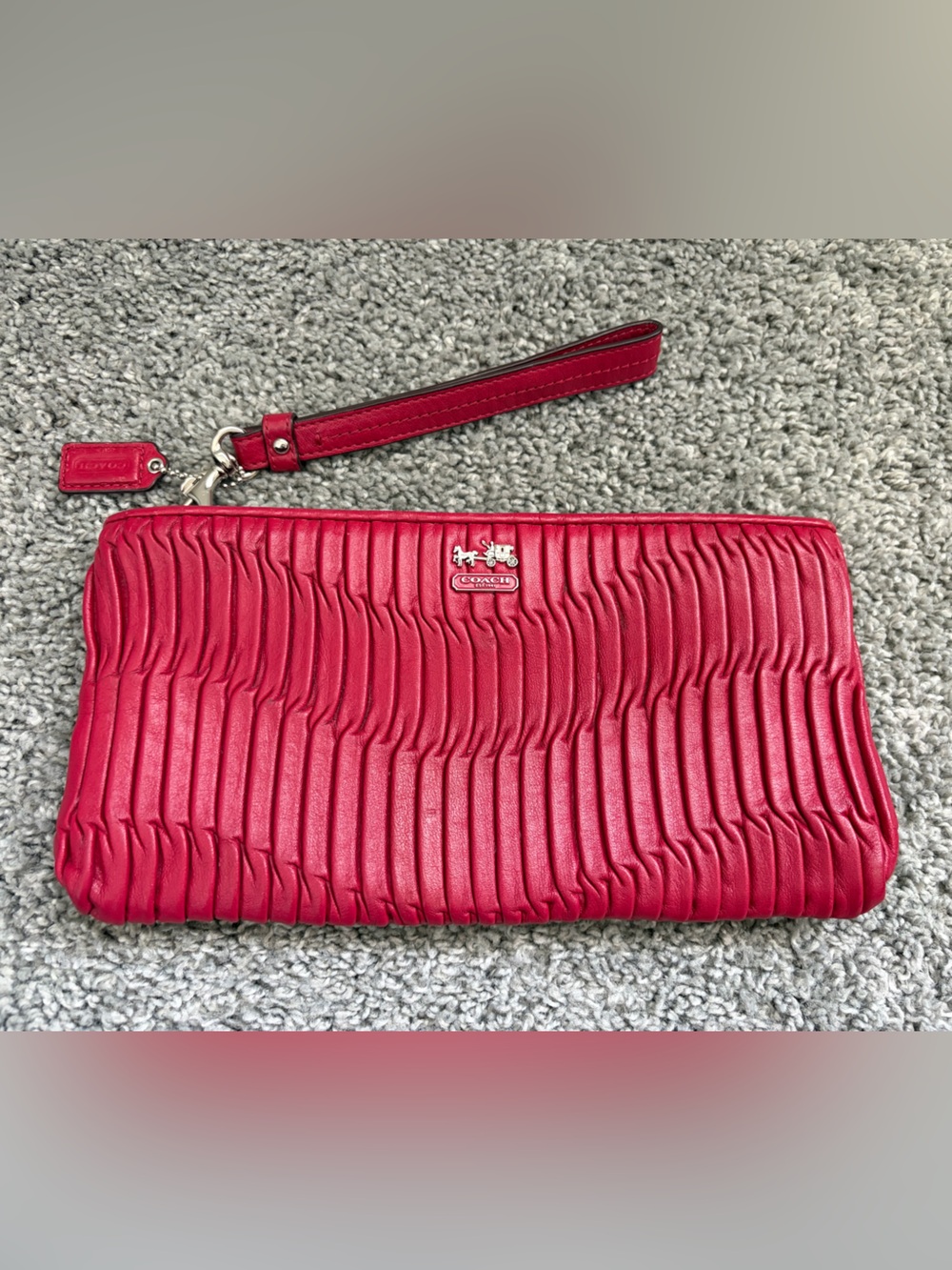 Coach Madison Pink Pleated Leather Wristlet Clutch